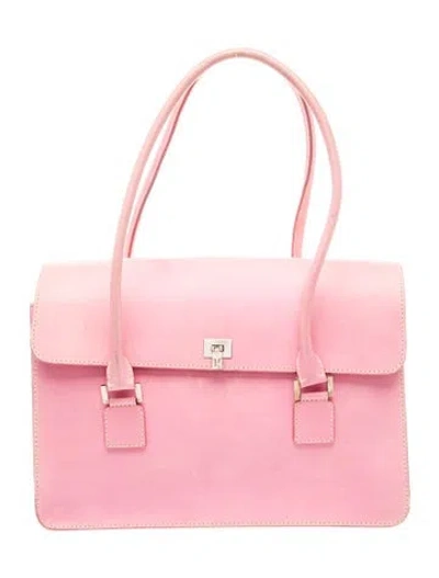 Pre-owned Lambertson Truex Leather Top Handle Bag In Pink