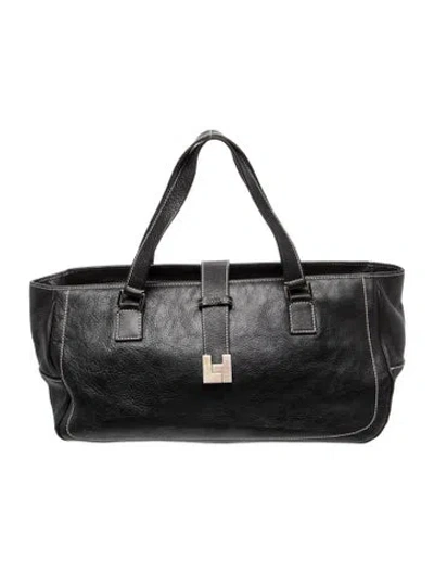 Pre-owned Lambertson Truex Leather Weekender Bag In Black