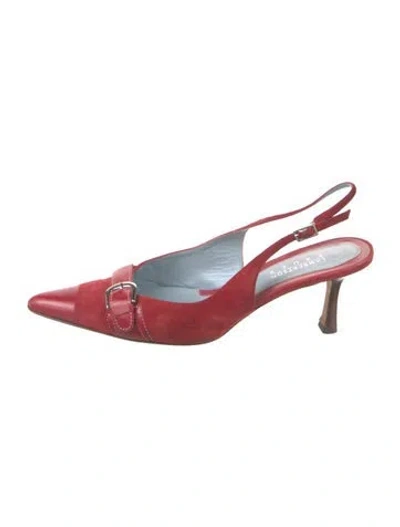 Pre-owned Lambertson Truex Patent Leather Slingback Pumps In Red