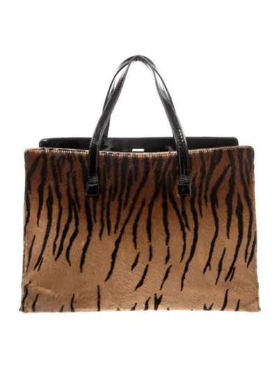 Pre-owned Lambertson Truex Ponyhair Top Handle Bag In Brown