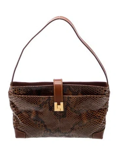 Pre-owned Lambertson Truex Snakeskin Shoulder Bag In Brown