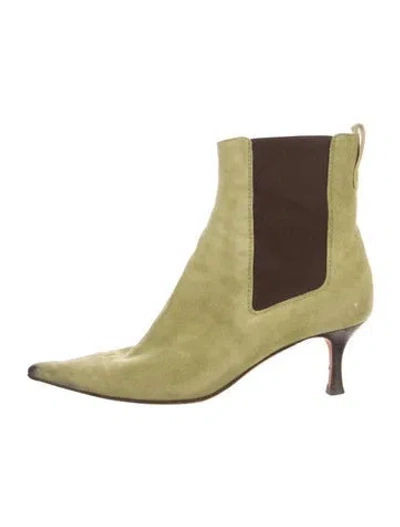 Pre-owned Lambertson Truex Suede Chelsea Boots In Green