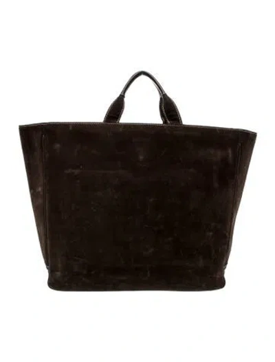 Pre-owned Lambertson Truex Suede Top Handle Bag In Brown