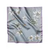 Lamberty Munich X Katchmagic London Women's Blue Alpenglow Edelweiss Midi Silk Scarf In Gray