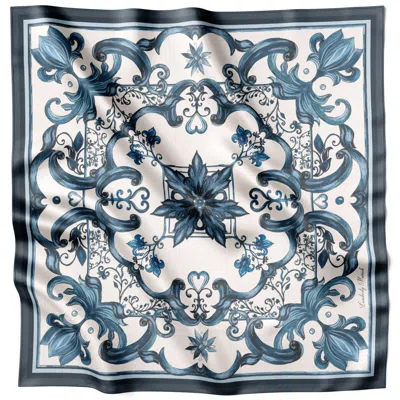 Lamberty Munich X Katchmagic London Women's Blue / Neutrals Blue Majolica - Midi Silk Twill