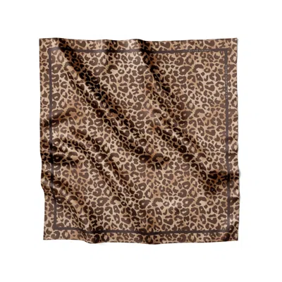 Lamberty Munich X Katchmagic London Women's Brown / Neutrals Leopard Savanna Sand - Midi Silk Scarf