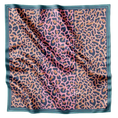 Lamberty Munich X Katchmagic London Women's Color Rush Leopard Print Classic Silk Scarf In Brown
