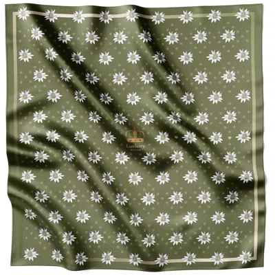 Lamberty Munich X Katchmagic London Women's Green Alpine Edelweiss Midi Silk Twill Sweet Pea
