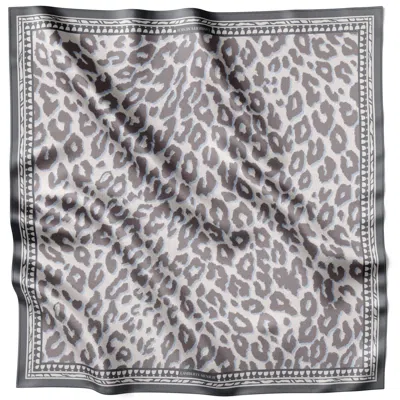 Lamberty Munich X Katchmagic London Women's Grey / Blue Smooth Cheetah Grey - Midi Silk Scarf