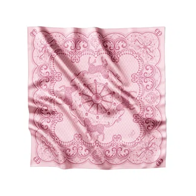 Lamberty Munich X Katchmagic London Women's Pink / Purple Bavarian Lace Festivity - Midi Silk Scarf