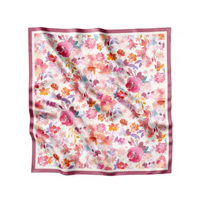 Lamberty Munich X Katchmagic London Women's Pink / Purple / Neutrals Floral Dreamscape - Midi Silk Scarf