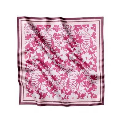 Lamberty Munich X Katchmagic London Women's Pink / Purple / Red Floral Lino Burgundi - Midi Silk Scarf