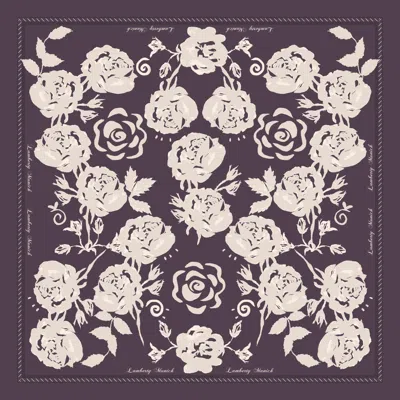 Lamberty Munich X Katchmagic London Women's Purple Midnight Rose - Midi Silk Twill Scarf