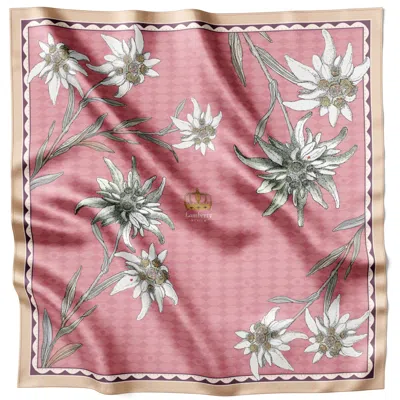 Lamberty Munich X Katchmagic London Women's Rose Gold / Neutrals Edelweiss Alpenglow Midi Silk Scarf Rose In Pink