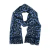 Lamberty Munich X Katchmagic London Women's Savannah Leopard Blue Maxi Cube Silk & Wool Scarf In Blue
