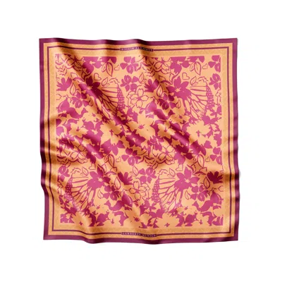 Lamberty Munich X Katchmagic London Women's Yellow / Orange Floral Lino Sunset - Midi Silk Scarf