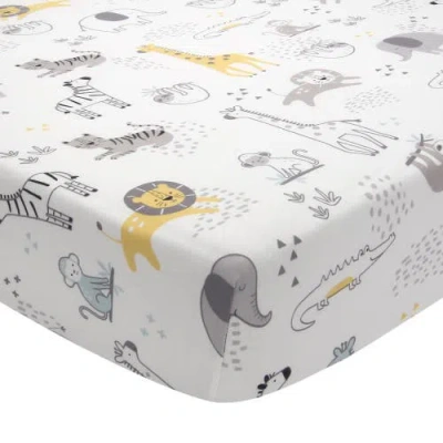 Lambs & Ivy Animal Jungle Soft 100% Cotton Jersey Baby Fitted Crib Sheet In Multi