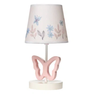 Lambs & Ivy Baby Blooms Butterfly Nursery Lamp With Floral Shade & Bulb In Pink