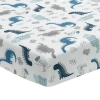 Lambs & Ivy Baby Dino 100% Cotton Dinosaur Fitted Crib Sheet In Blue