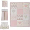Lambs & Ivy Baby Love Metallic Hearts, Stripes And Chevrons 4-piece Nursery Crib Bedding Set In Pink