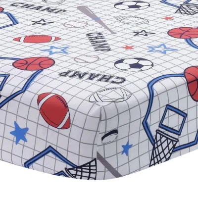 Lambs & Ivy Baby Sports 100% Cotton Fitted Crib Sheet In Multi