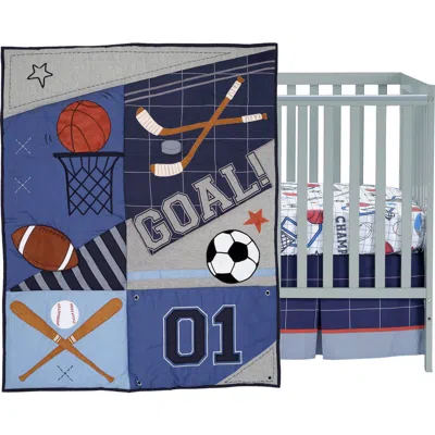 Lambs & Ivy Baby Sports 3-piece Football/basketball Baby Crib Bedding Set In Blue