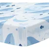 Lambs & Ivy Bubbles & Squirt 100% Cotton Whale/ocean Fitted Crib/toddler Sheet In Blue