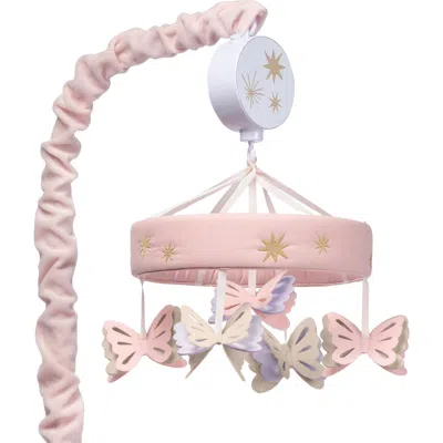 Lambs & Ivy Kids'  Butterfly Dreams Musical Baby Crib Mobile Soother Toy In Pink