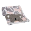 Lambs & Ivy Calypso Koala Leaf Print Luxury Coral Fleece Baby Blanket In Gray