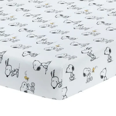 Lambs & Ivy Classic Snoopy 100% Cotton Fitted Baby Crib Sheet In White