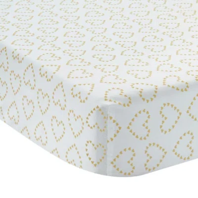 Lambs & Ivy Confetti Hearts 100% Cotton Baby Fitted Crib Sheet In White