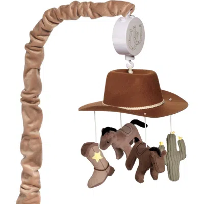 Lambs & Ivy Kids'  Country Western Cowboy Hat Musical Baby Crib Mobile Soother Toy In Brown