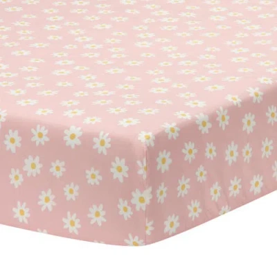 Lambs & Ivy Daisy Dreams Breathable 100% Cotton Baby Fitted Crib/toddler Sheet In Pink
