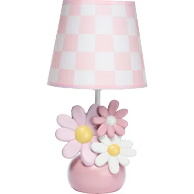 Lambs & Ivy Daisy Dreams Hand-painted Floral Lamp W/ Shade And Led Bulb In Pink