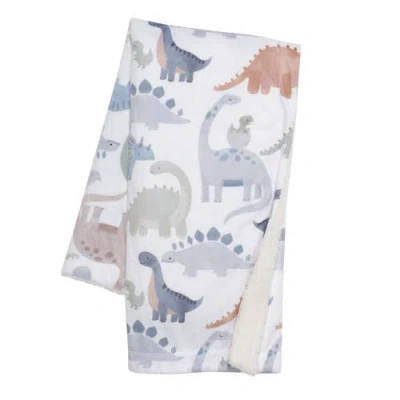 Lambs & Ivy Dino-might Ultra-soft Fleece Watercolor Dinosaur Baby Blanket In Multi