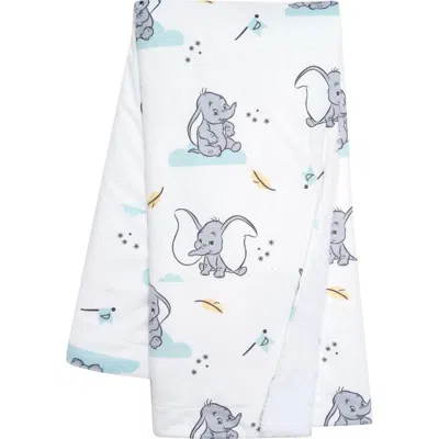 Lambs & Ivy Disney Baby Dumbo Elephant Minky/fleece Faux Shearling Baby Blanket In White