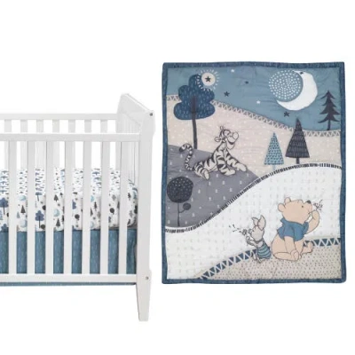 Lambs & Ivy Disney Baby Forever Pooh Bear 3-piece Baby Crib Bedding Set In Blue