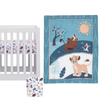 Lambs & Ivy Disney Baby Lion King Adventure 3-piece Mini Crib Bedding Set In Blue