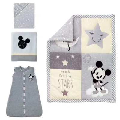 Lambs & Ivy Disney Baby Mickey Mouse 4-piece Crib Bedding Set In Gray