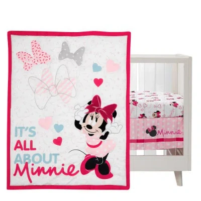 Lambs & Ivy Disney Baby Minnie Mouse Love 3-piece Nursery Crib Bedding Set In Pink