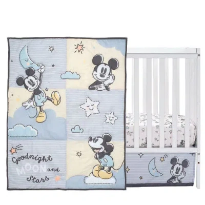 Lambs & Ivy Disney Baby Moonlight Mickey Mouse 3-piece Nursery Crib Bedding Set In Blue