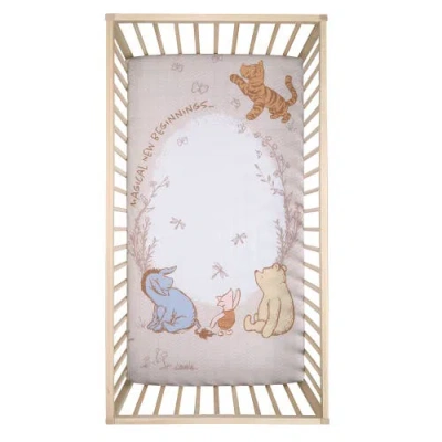 Lambs & Ivy Disney Baby Pooh Bear & Pals Photo Op Cotton Baby Fitted Crib Sheet In Neutral