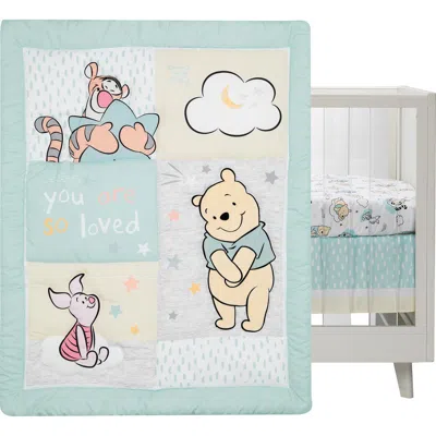 Lambs & Ivy Disney Baby Winnie The Pooh Hugs 3-piece Nursery Crib Bedding Set In Green