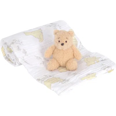 Lambs & Ivy Disney Baby Winnie The Pooh Swaddle Blanket & Plush Toy Gift Set In White