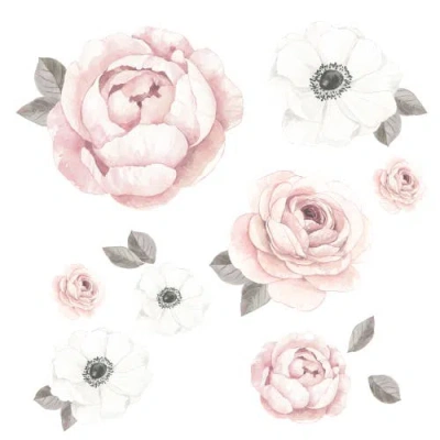 Lambs & Ivy Floral Garden Large Watercolor Flowers Wall Decals In Pink