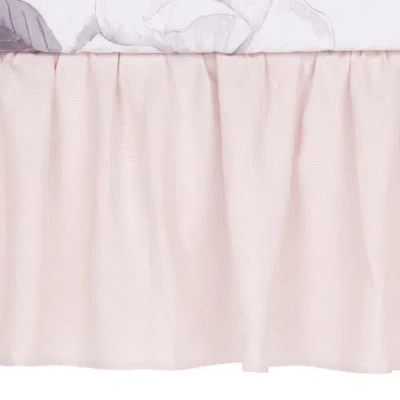 Lambs & Ivy Floral Garden Linen Shirred Crib Skirt/dust Ruffle In Pink