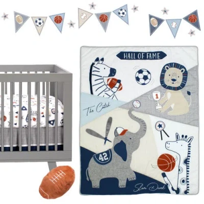Lambs & Ivy Hall Of Fame Sports Animals 5-piece Crib Bedding Set In Gray