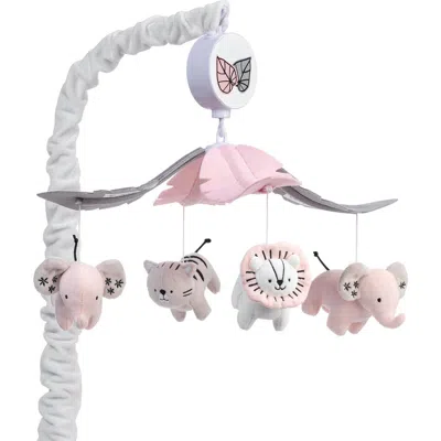 Lambs & Ivy Kids'  Happy Jungle Musical Baby Crib Mobile Safari Animals Soother Toy In Pink