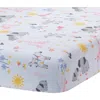 Lambs & Ivy Jazzy Jungle 100% Cotton Safari Baby Fitted Crib Sheet In White