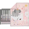 Lambs & Ivy Jazzy Jungle 3-piece Safari Animals Baby Crib Bedding Set In Pink